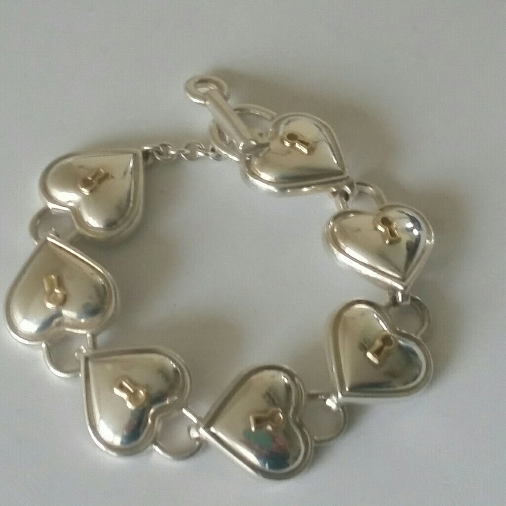 Tiffany & Co 18k & silver padlock link bracelet